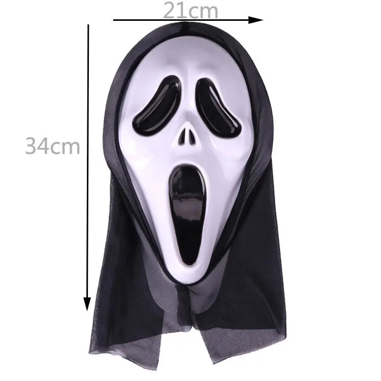 halloween decorations Mask With Shroud, Halloween Scream Mask Full Head Masks Scary Masks Party Horror Costume Accessory