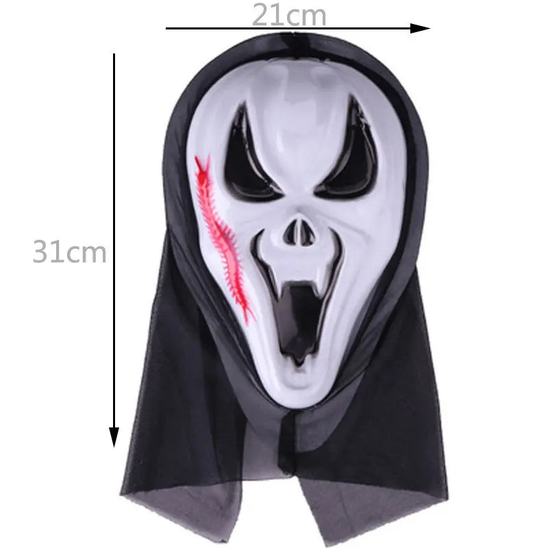 halloween decorations Mask With Shroud, Halloween Scream Mask Full Head Masks Scary Masks Party Horror Costume Accessory