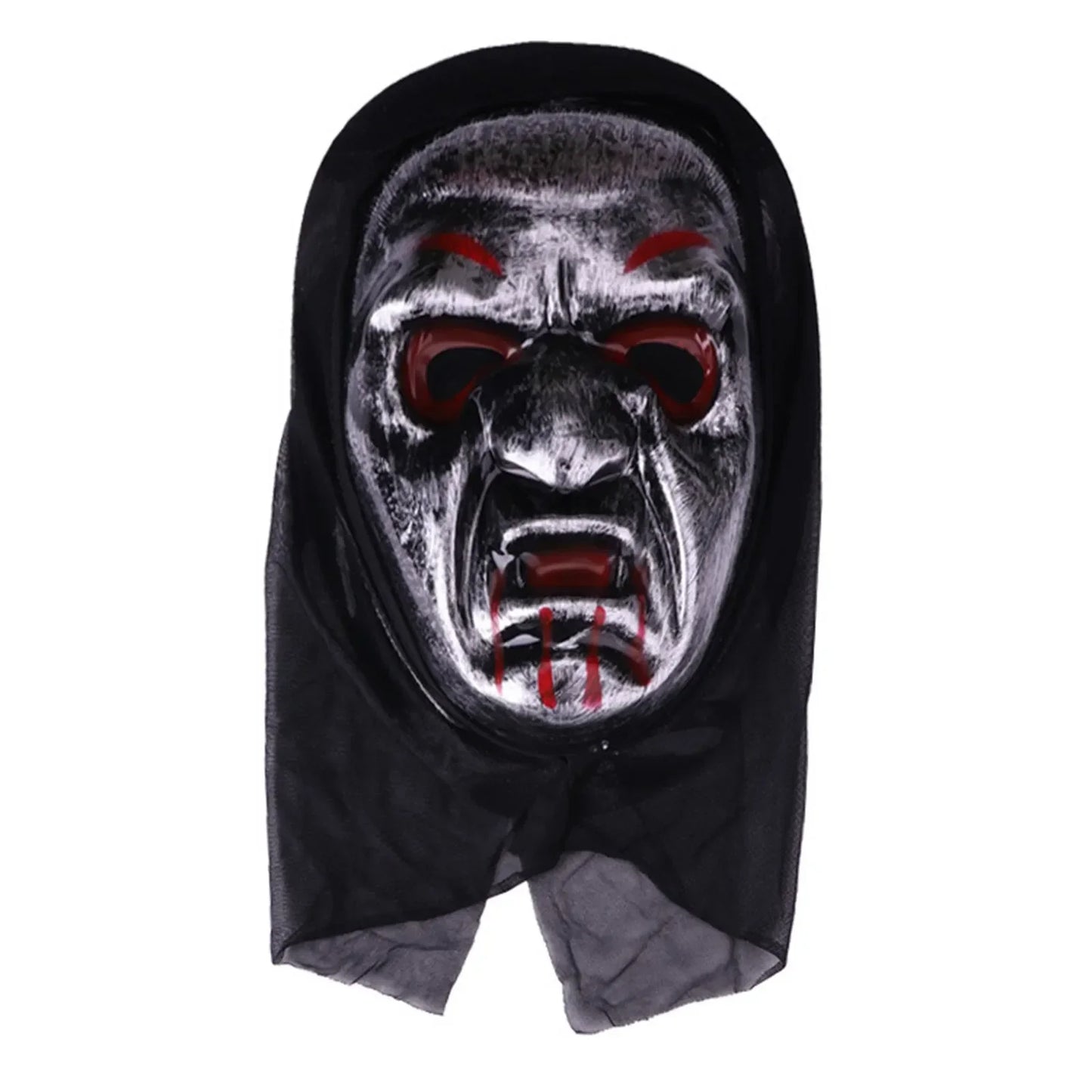 halloween decorations Mask With Shroud, Halloween Scream Mask Full Head Masks Scary Masks Party Horror Costume Accessory
