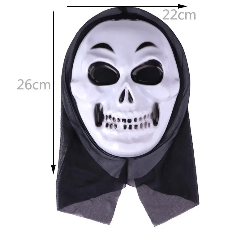 halloween decorations Mask With Shroud, Halloween Scream Mask Full Head Masks Scary Masks Party Horror Costume Accessory