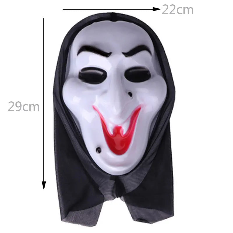 halloween decorations Mask With Shroud, Halloween Scream Mask Full Head Masks Scary Masks Party Horror Costume Accessory