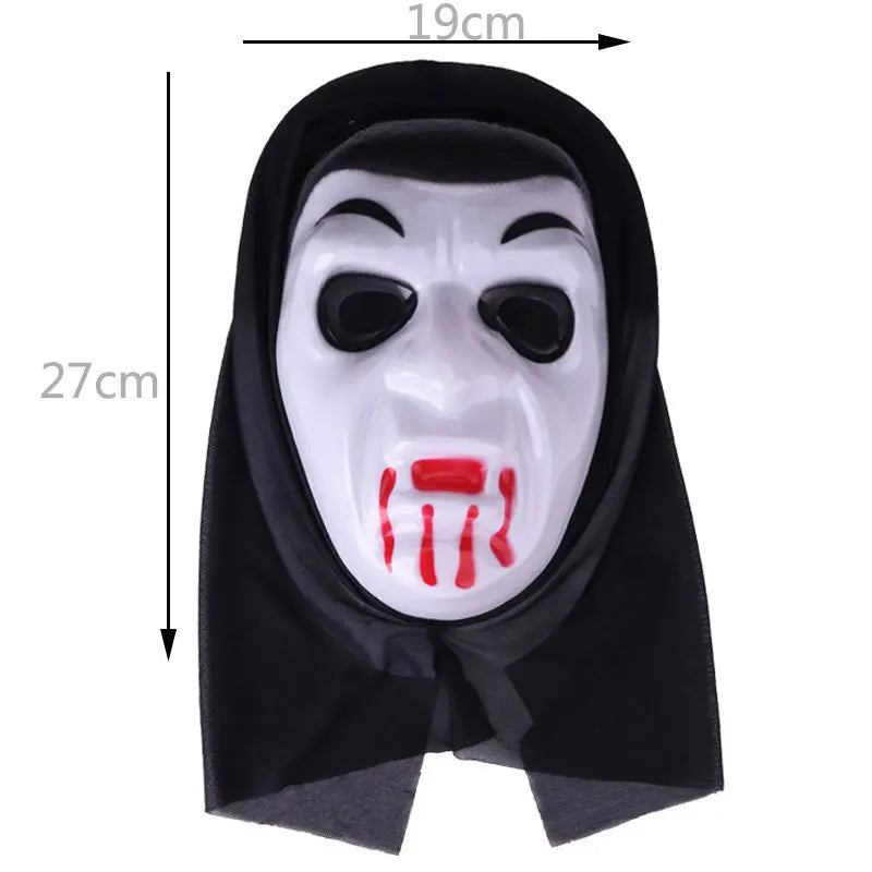 halloween decorations Mask With Shroud, Halloween Scream Mask Full Head Masks Scary Masks Party Horror Costume Accessory