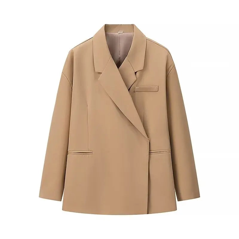 Autumn plus size women's casual suit jacket fashionable and versatile single button side slit suit top