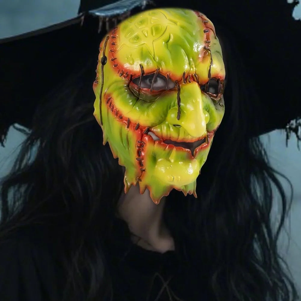 Blood Scar Halloween Witch Mask Facepiece Masquerade Dark Forest Mask Cosplay Old Man Face Scary Killer Devil Mask Halloween