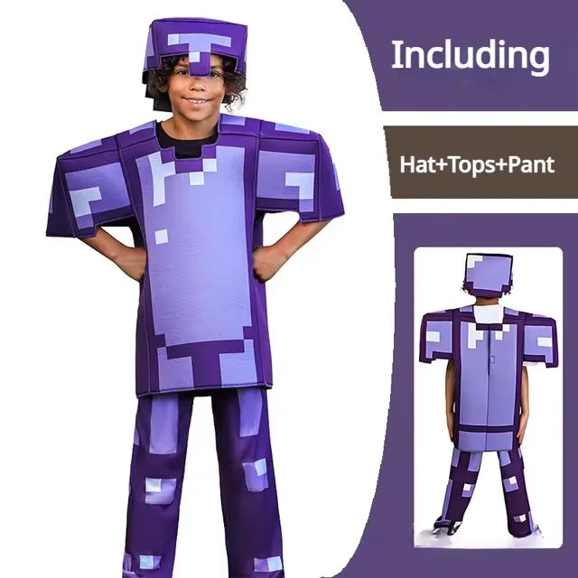 New Hot Toys Enchanted Diamond Armor Outfit Steve Costumes Ender Dragon Costume Video Game Inspired Character Outfit for Kids