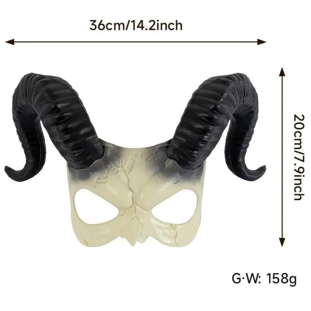 Funny Animal Halloween Mask Plastic Half Face Sheep Horn Mask Cosplay Supplies Party Props Demon Mask Masquerade