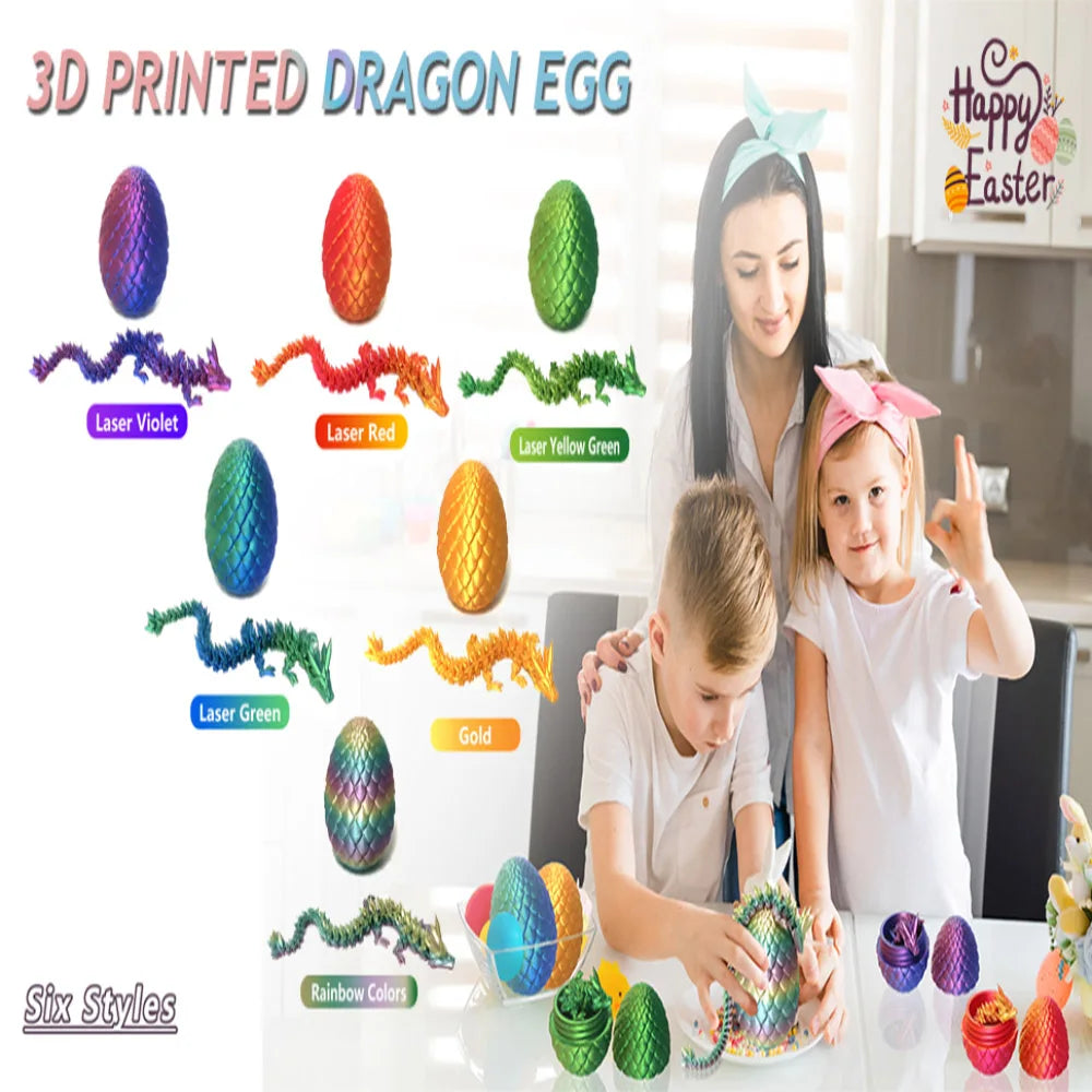 1/2PCS 3D Printed Dragon Egg with Dragon Fully Articulated Dragon Model Movable Rotatable Articulated Desktop Ornament Kid Toy