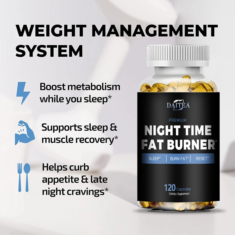 Night Time Fat Burner Capsule for Weight Loss, Boost Metabolism, Suppress Appetite Diet,Healthy Weight Management