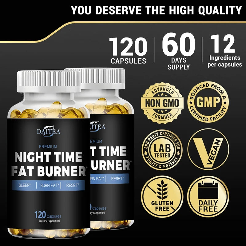 Night Time Fat Burner Capsule for Weight Loss, Boost Metabolism, Suppress Appetite Diet,Healthy Weight Management