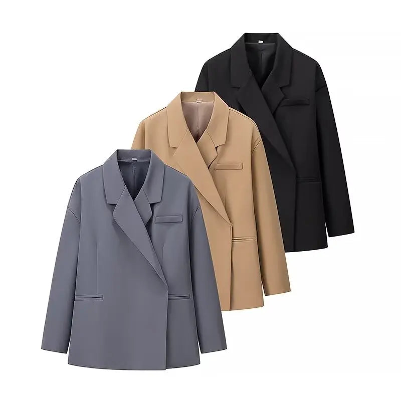 Autumn plus size women's casual suit jacket fashionable and versatile single button side slit suit top