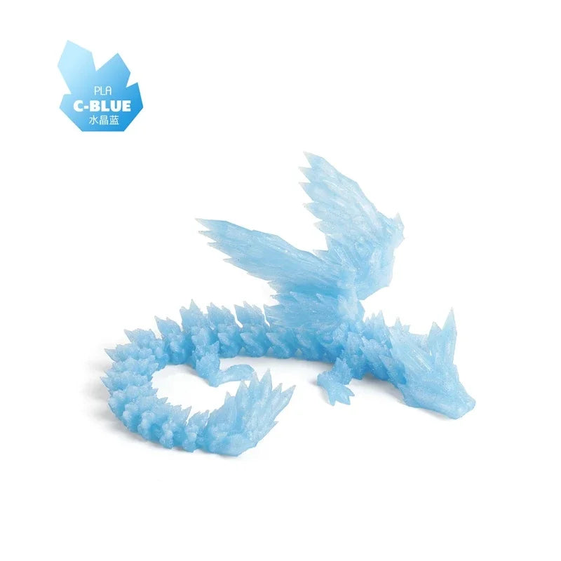 3D Printed Dragon Colorful Gem Dragon Figurines Movable Joint Rotatable Articulated Dragon Crafts Desktop Western Style Ornament