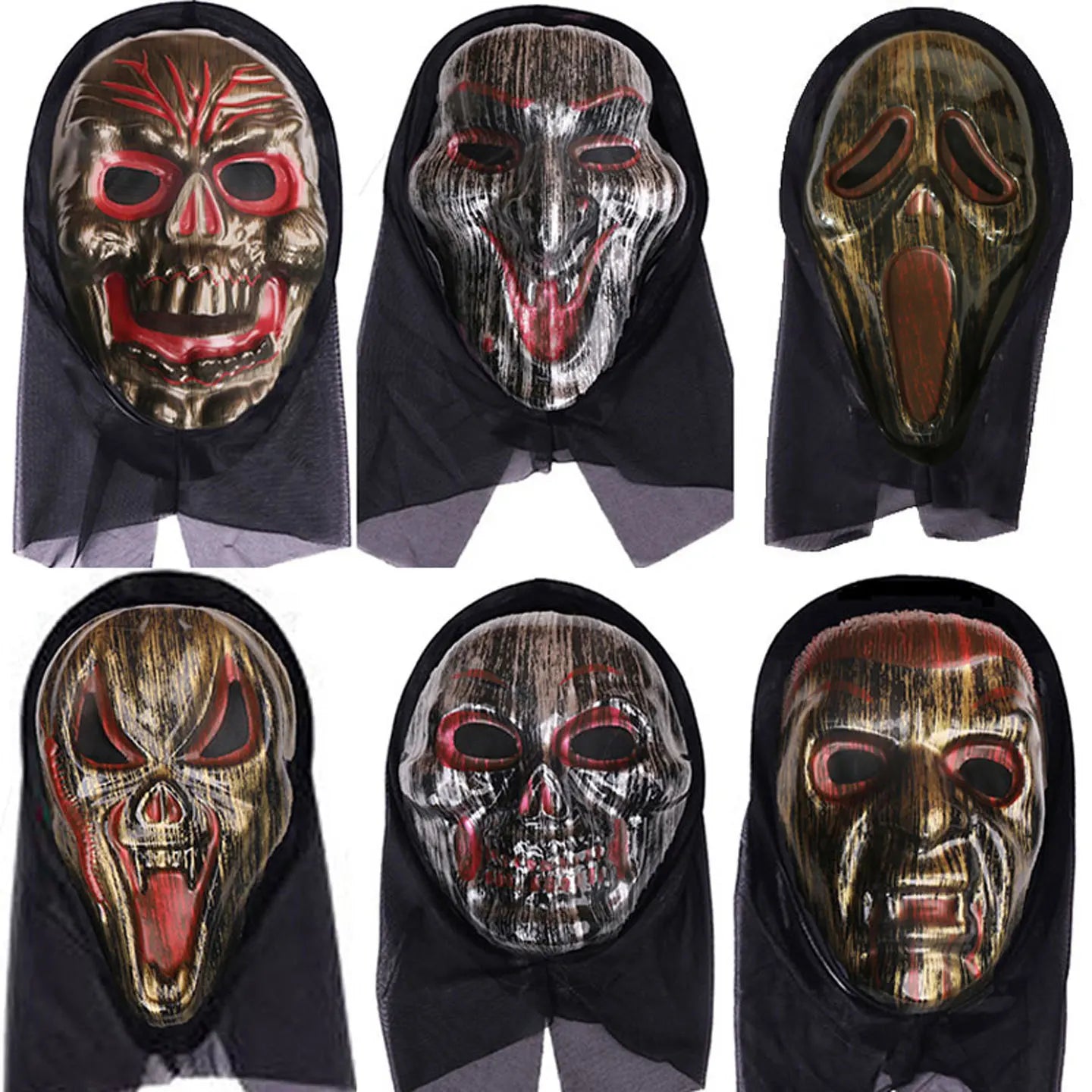 halloween decorations Mask With Shroud, Halloween Scream Mask Full Head Masks Scary Masks Party Horror Costume Accessory
