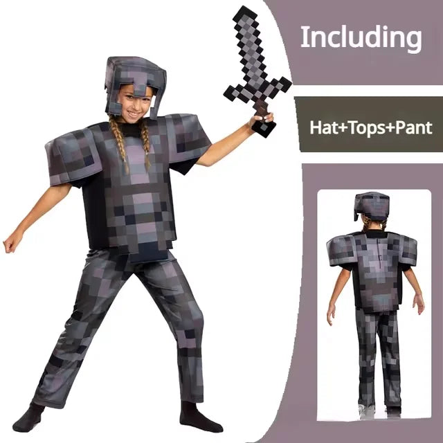 New Hot Toys Enchanted Diamond Armor Outfit Steve Costumes Ender Dragon Costume Video Game Inspired Character Outfit for Kids