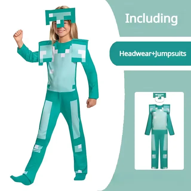New Hot Toys Enchanted Diamond Armor Outfit Steve Costumes Ender Dragon Costume Video Game Inspired Character Outfit for Kids