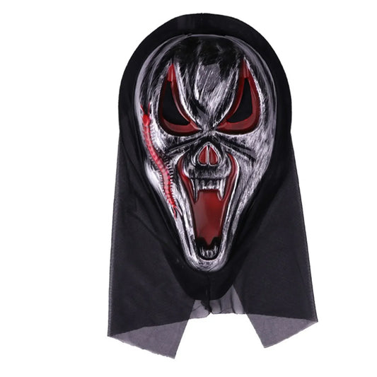 halloween decorations Mask With Shroud, Halloween Scream Mask Full Head Masks Scary Masks Party Horror Costume Accessory
