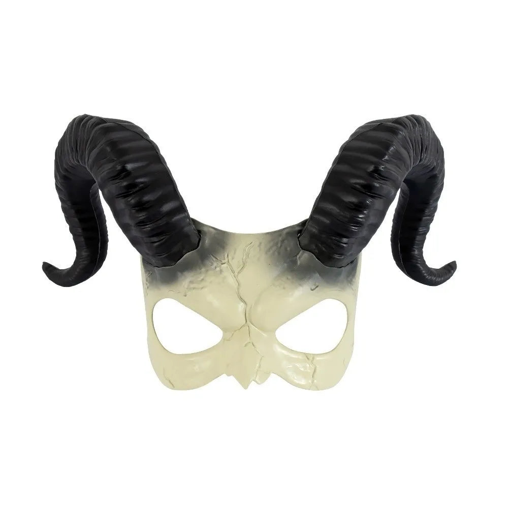 Funny Animal Halloween Mask Plastic Half Face Sheep Horn Mask Cosplay Supplies Party Props Demon Mask Masquerade