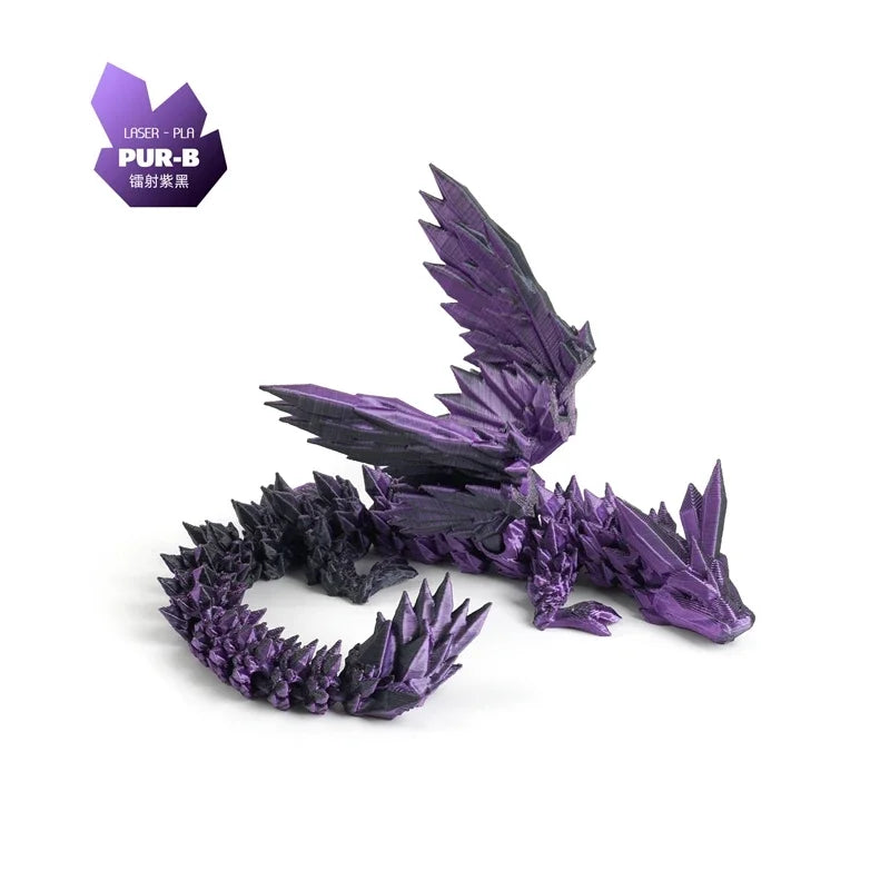 3D Printed Dragon Colorful Gem Dragon Figurines Movable Joint Rotatable Articulated Dragon Crafts Desktop Western Style Ornament