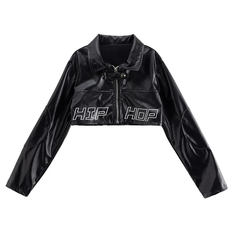 Girls Jazz Dance Hip Hop Outfit Child Model Catwalk Stage Dance Show Costume Black Navel Top White Trousers