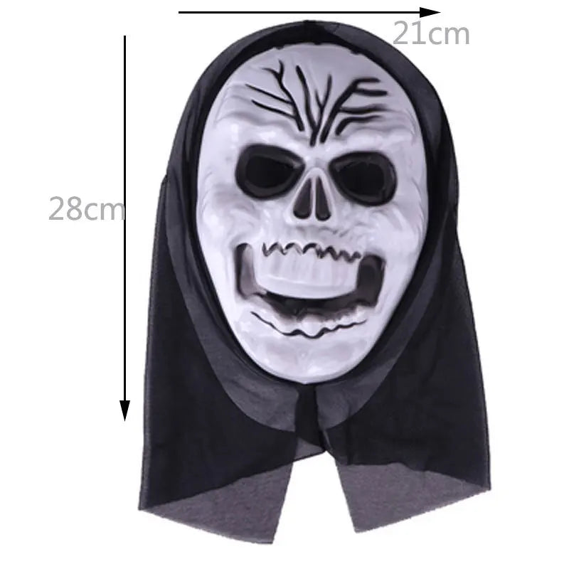 halloween decorations Mask With Shroud, Halloween Scream Mask Full Head Masks Scary Masks Party Horror Costume Accessory