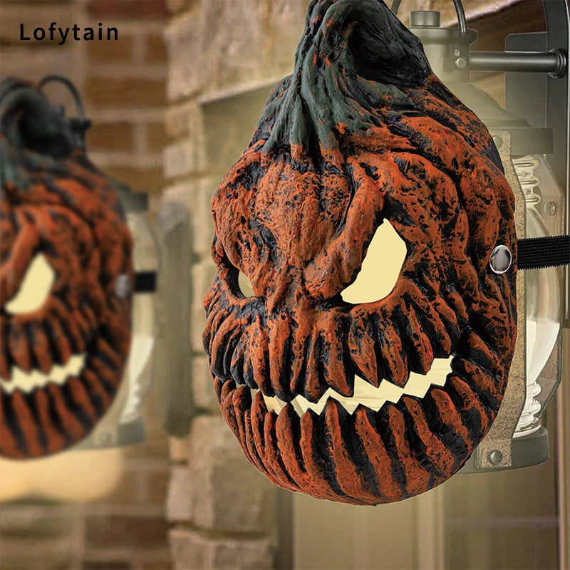 Lofytain Halloween Evil Pumpkin Skull Mask Shade Cosplay Easter Horror Demon Killer Spooky Lampshade PU Masks Party  Props