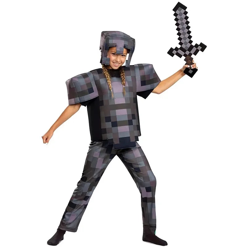 New Hot Toys Enchanted Diamond Armor Outfit Steve Costumes Ender Dragon Costume Video Game Inspired Character Outfit for Kids