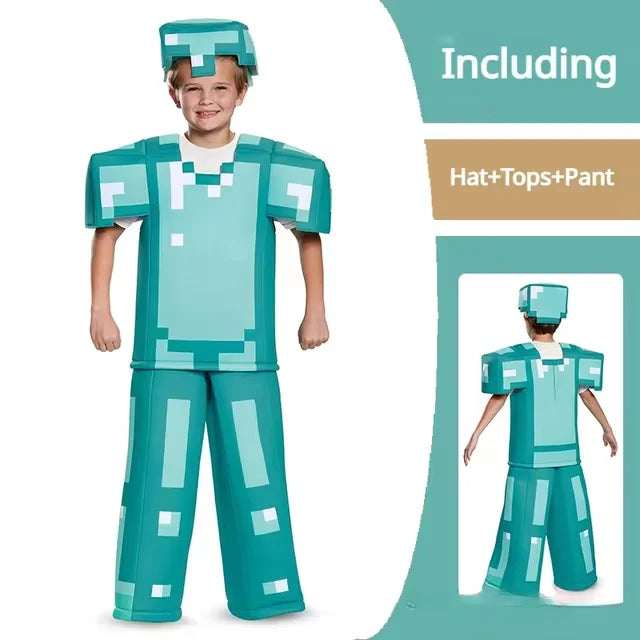 New Hot Toys Enchanted Diamond Armor Outfit Steve Costumes Ender Dragon Costume Video Game Inspired Character Outfit for Kids