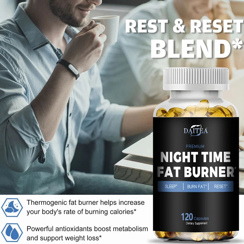 Night Time Fat Burner Capsule for Weight Loss, Boost Metabolism, Suppress Appetite Diet,Healthy Weight Management