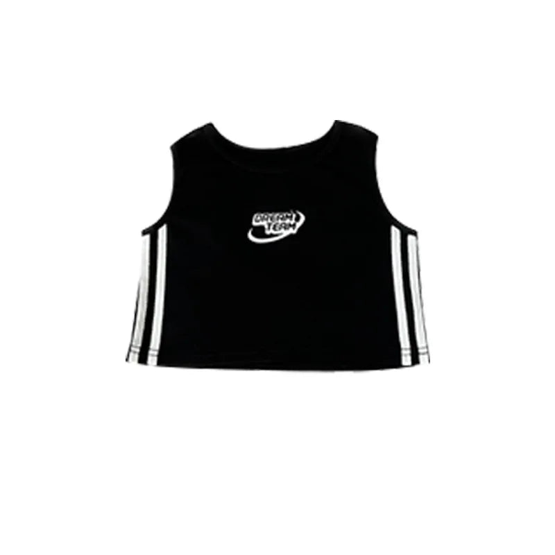 Girls Jazz Dance Hip Hop Outfit Child Model Catwalk Stage Dance Show Costume Black Navel Top White Trousers