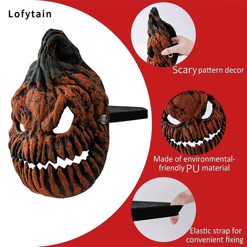 Lofytain Halloween Evil Pumpkin Skull Mask Shade Cosplay Easter Horror Demon Killer Spooky Lampshade PU Masks Party  Props