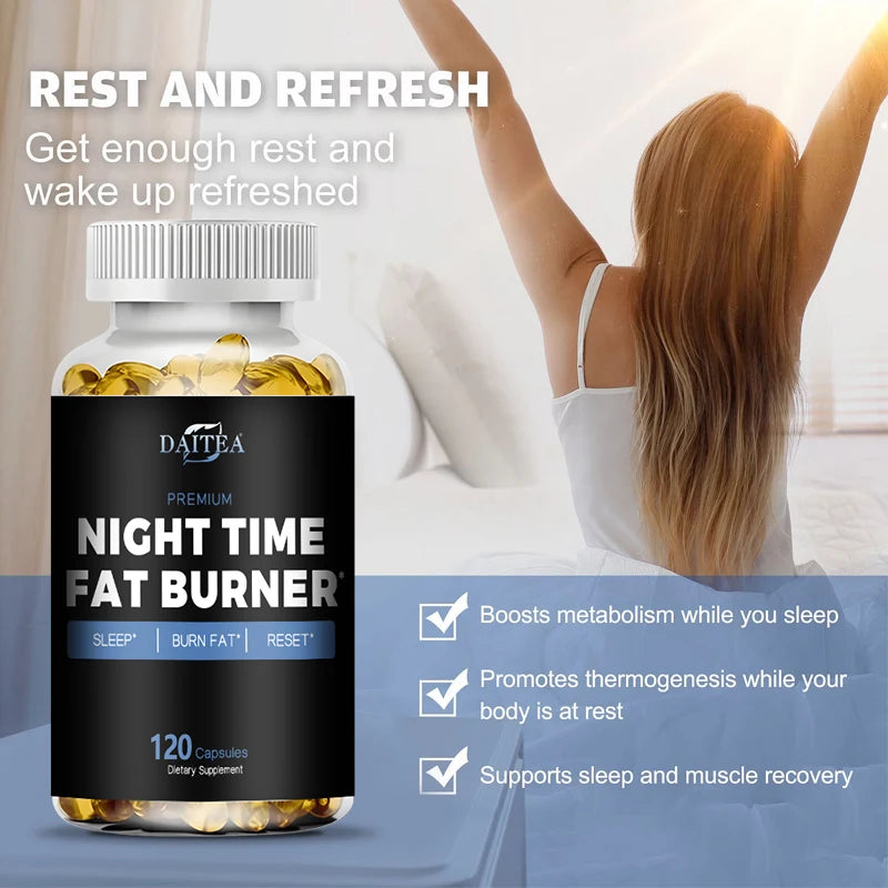 Night Time Fat Burner Capsule for Weight Loss, Boost Metabolism, Suppress Appetite Diet,Healthy Weight Management