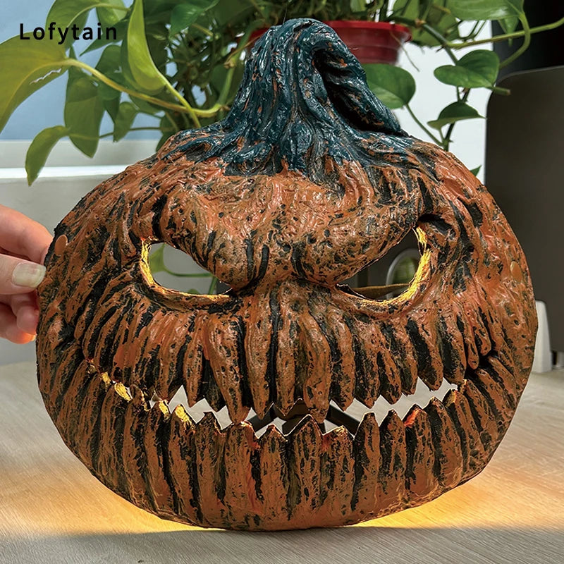 Lofytain Halloween Evil Pumpkin Skull Mask Shade Cosplay Easter Horror Demon Killer Spooky Lampshade PU Masks Party  Props