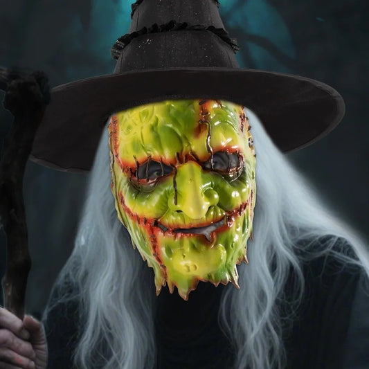Blood Scar Halloween Witch Mask Facepiece Masquerade Dark Forest Mask Cosplay Old Man Face Scary Killer Devil Mask Halloween