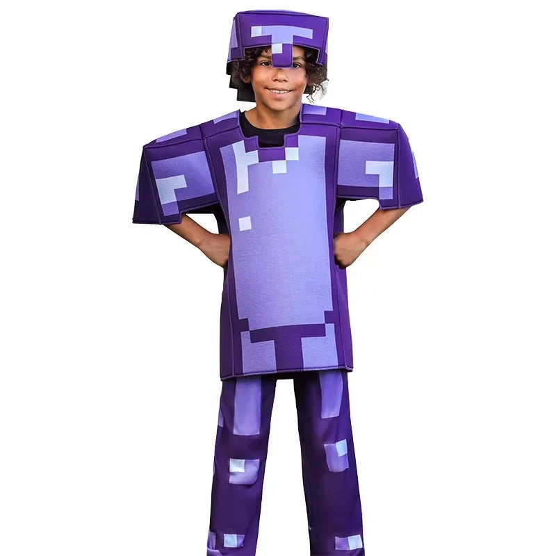 New Hot Toys Enchanted Diamond Armor Outfit Steve Costumes Ender Dragon Costume Video Game Inspired Character Outfit for Kids