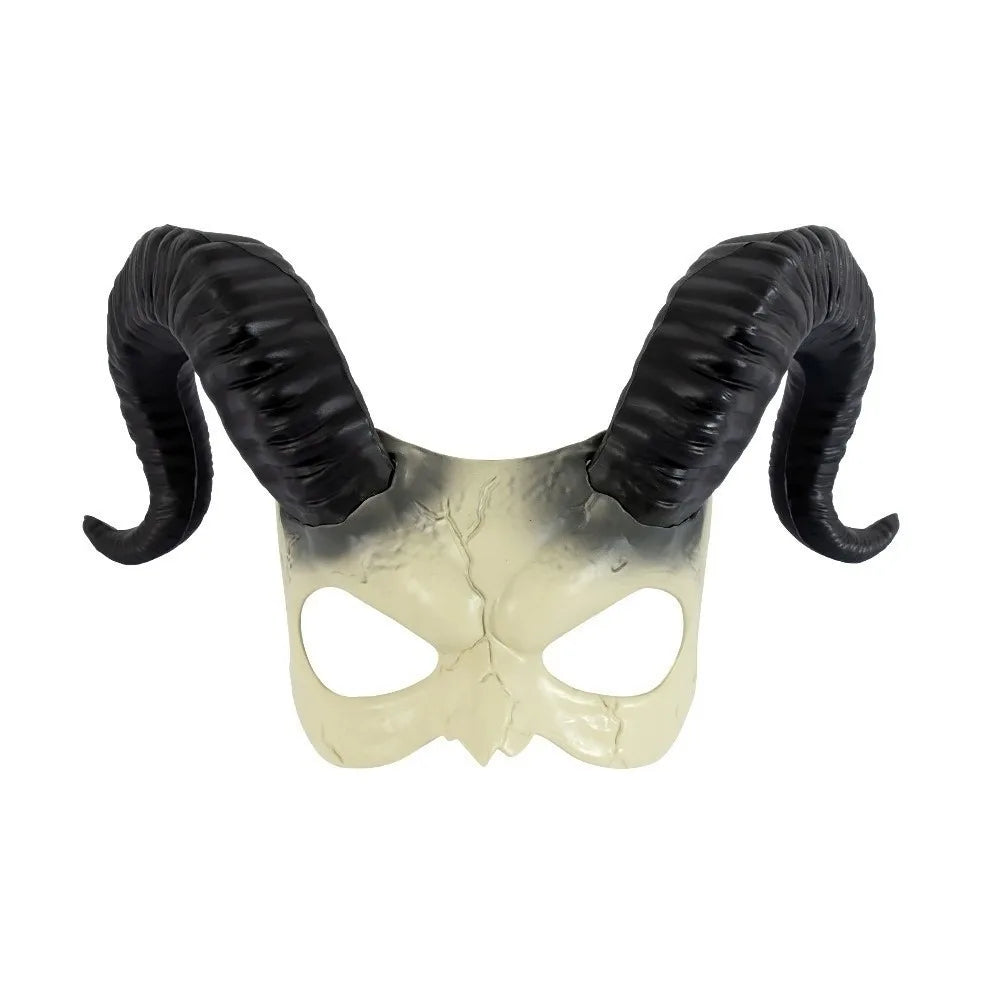 Funny Animal Halloween Mask Plastic Half Face Sheep Horn Mask Cosplay Supplies Party Props Demon Mask Masquerade