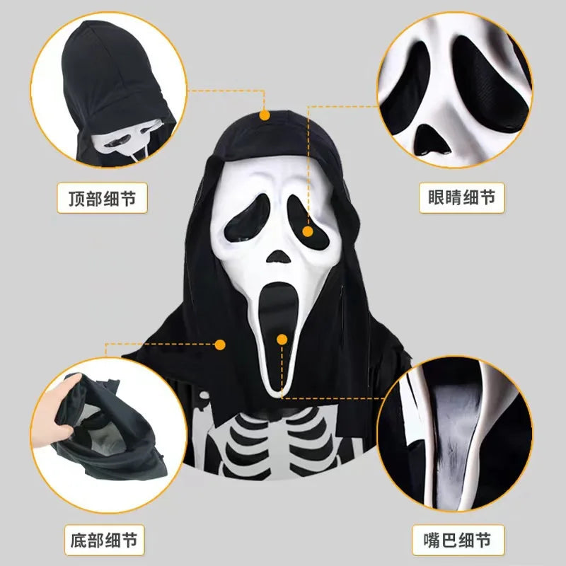 Halloween Horror Ghost Skull Mask Scare Mask for Halloween Party Headgear Cosplay Perform Party Masquerade Prop Cosplay